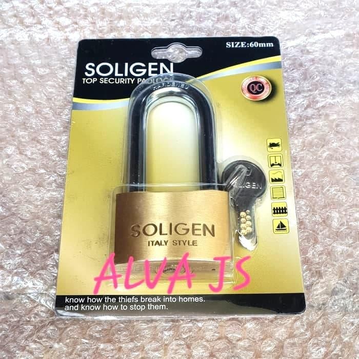 GEMBOK SOLIGEN COMPUTER 60 PANJANG KUNINGAN ASLI/GEMBOK KUNINGAN/GEMBOK