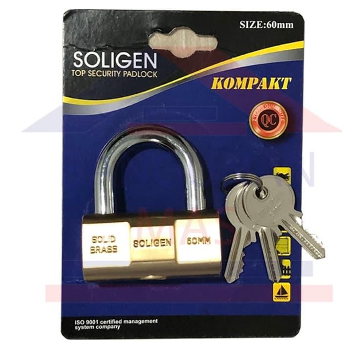 GEMBOK SOLIGEN 60MM KUNINGAN/GEMBOK V SOLIGEN 60MM /GEMBOK ANTI POTONG