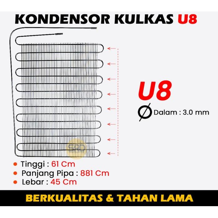 Aqua Electrolux - Kondensor U8 /Sparepart Kulkas Freezer