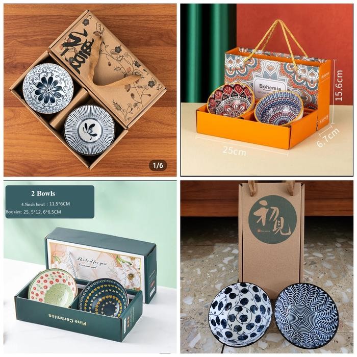Hampers Lebaran Japanese Bowl Set 2pcs Mangkok Keramik Mangkok Jepang