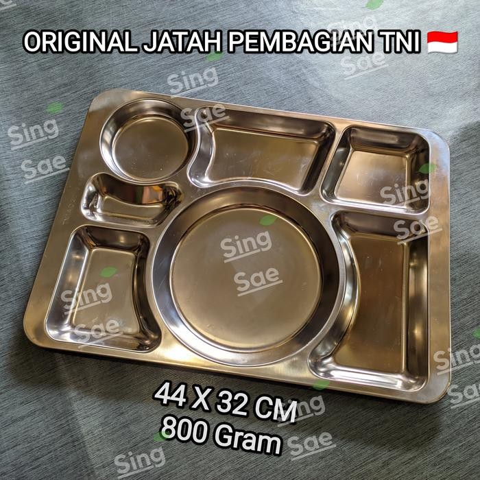 TEMPAT MAKAN OMPRENG TNI PLATO FOOD TRAY STAINLESS NAMPAN
