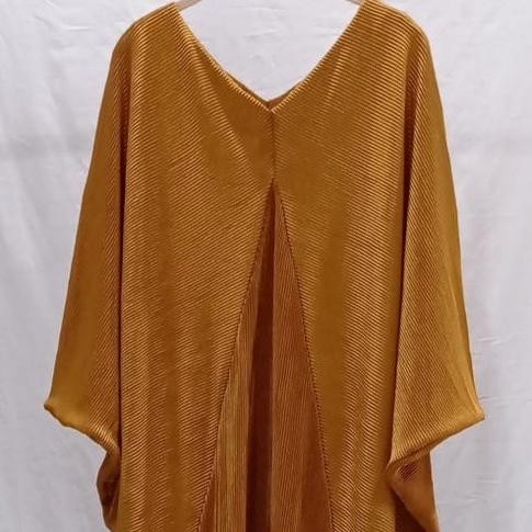 Midi Dress Kaftan Wanita Baju Muslim Plisket Elegant Kkt