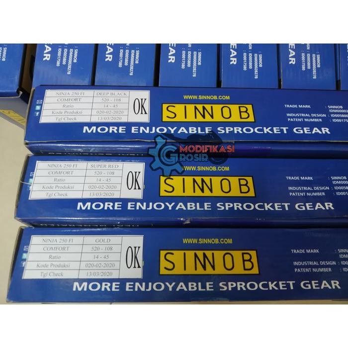 Gear Set Sinnob Kawasaki Ninja250 Fi Z250 Fi 100% Ori