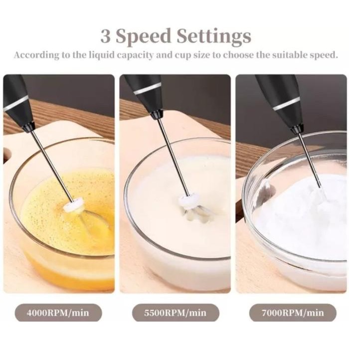 Mini Mixer Elektrik Set Kualitas Premium Pengocok Telur Kue Adonan Minuman Kopi Rechargeable Usb