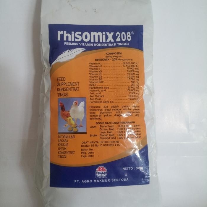 

Rhisomix 208 premix vitamin konsentrasi tinggi kemasan 500 gram