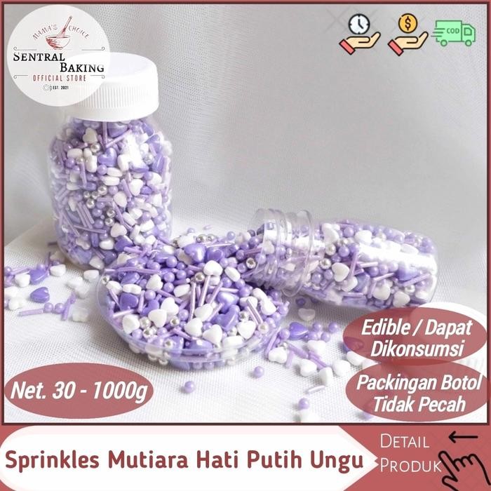 

Sprinkle Kue Mutiara Hati Love Heart Putih Ungu 2/ Springkel Springkle