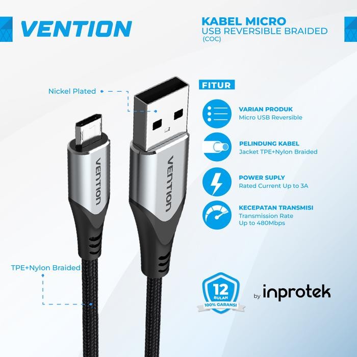 Vention Kabel Micro USB Reversible Braided *