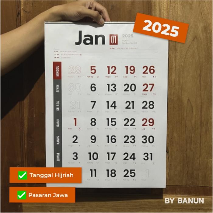 

ASLI Banun Kalender Dinding Premium Pasaran Jawa & Tanggal Hijriah READY STOCK