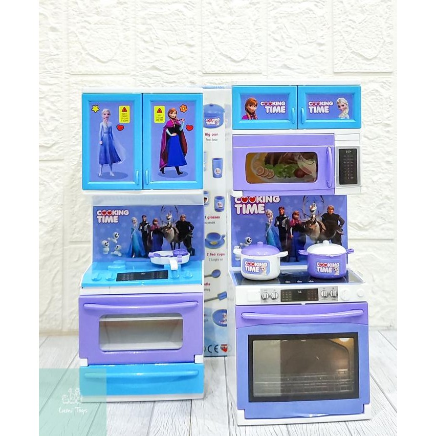 (Allthebest) Mainan Anak Perempuan Masak Masakkan Alat Dapur Happy Kitchen Set Frozen Elsa Anna