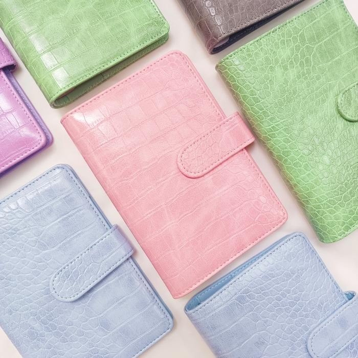 

Binder abungan kulit texture croco A6 6 lubang buku jurnal tabungan organizer uang keuangan