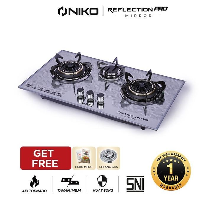 Kompor Tanam Niko / Kompor Gas Niko Rlection Rror 3 Tungku Black Stainless