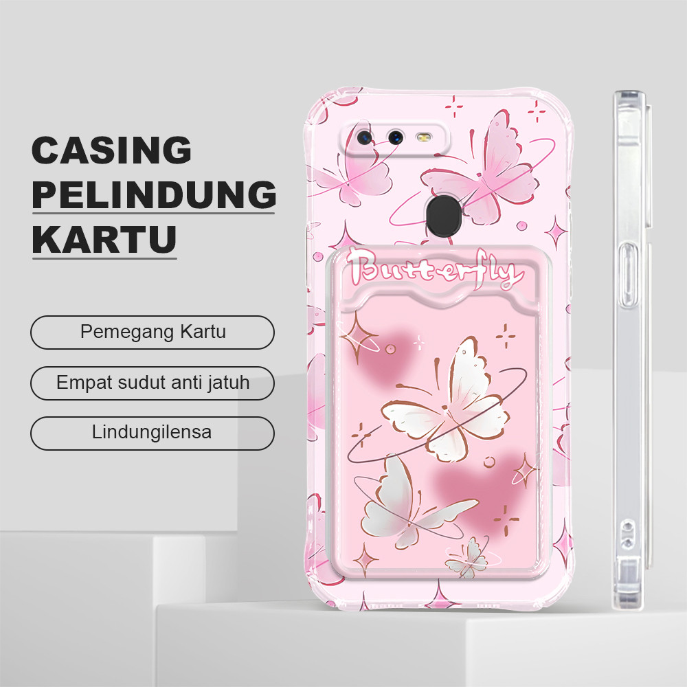 Hontinga Casing Hp Untuk  OPPO A12 A5S A7 A12S A11K Tempat Kartu Cassing Card Holder Softcase Butter
