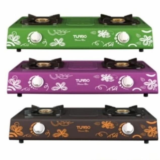 Kompor Gas Turbo Gs2077, Kompor Gas 2 Tungku, Hijau Ungu