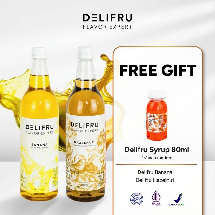 

Paket Bundling Syrup Delifru 2L Sirup Banana 1L + Hazelnut 1L