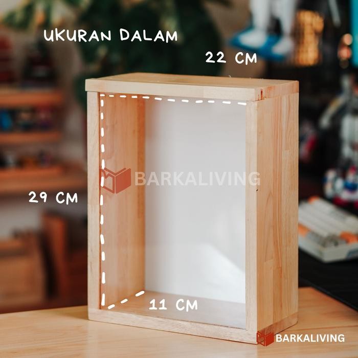 Rak Action Figure Mainan Gundam Organizer Frame Kayu Display Akrilik