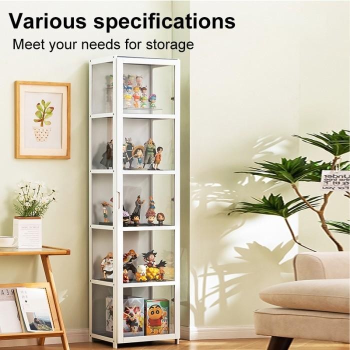 NEW COLLECTION RAK BUKU PUTIH LEMARI PAJANGAN PINTU GANDA ETALASE AKRILIK KACA TRANSPARAN LEMARI