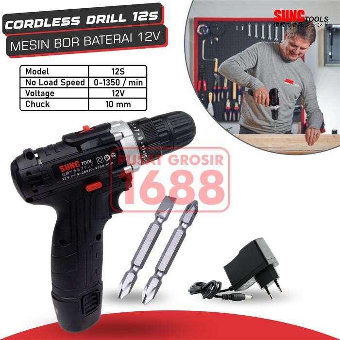 Hitachi Tools - Cordless Drill 12S Mesin Bor Baterai 12V Obeng Kunci Pas