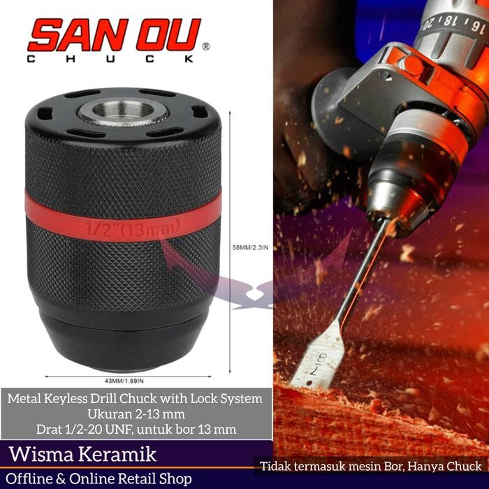 Hitachi Tools - Metal Drill Chuck / Kepala Mesin Bor Tanpa Kunci 2-13 Mm 20Unf