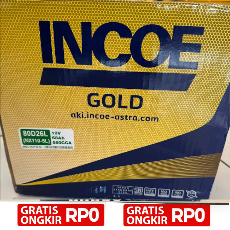 Aki Incoe NX110-5L / 80D26L Incoe Gold Original Asli 100%