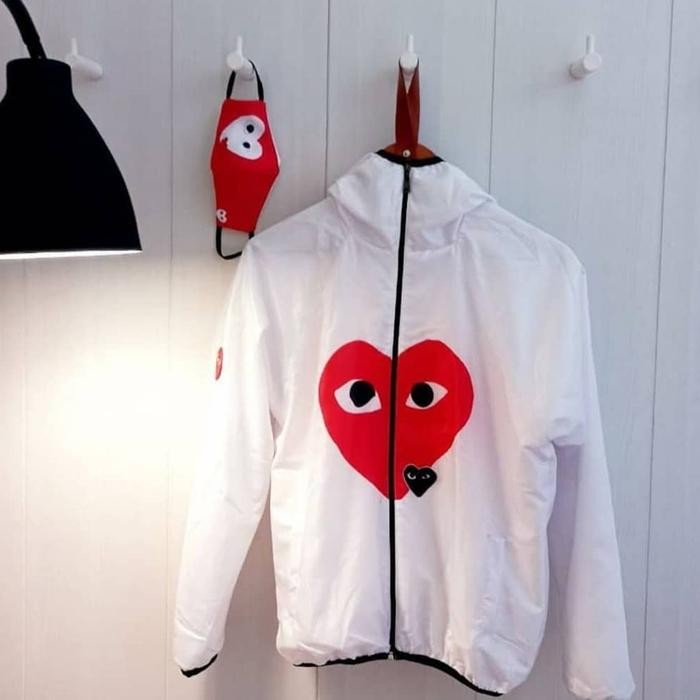 jaket windbreaker CDG putih