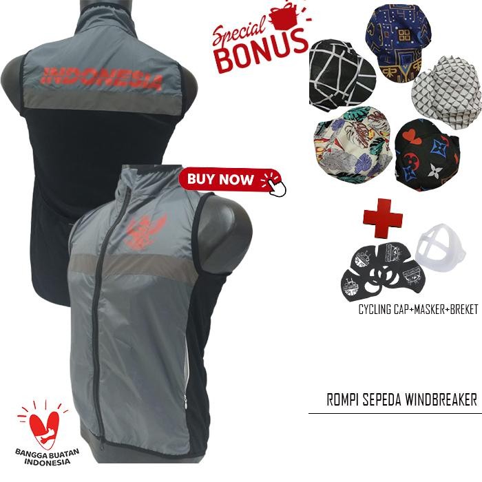ROMPI SEPEDA WINDBREAKER GARUDA INDONESIA GREY OUTLINE GREY
