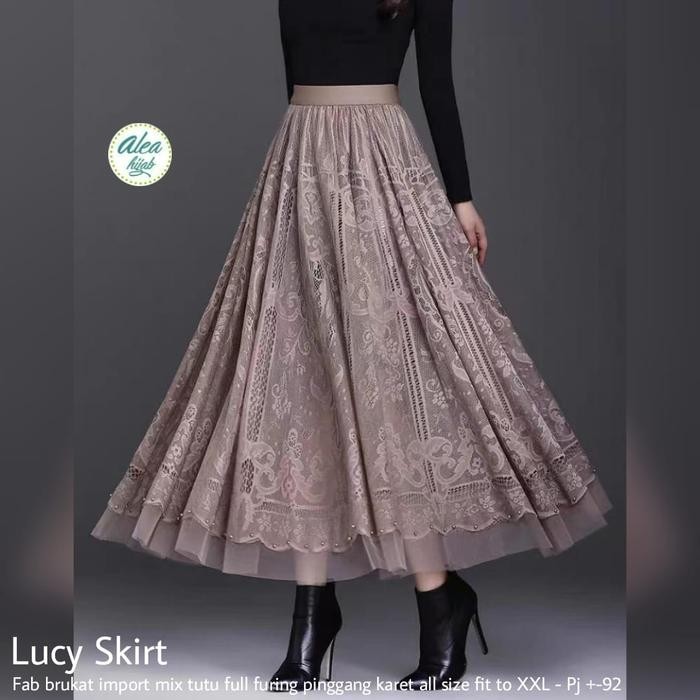 ORIGINAL rok panjang wanita korea lucyy skirt brukat import good quality READY STOCK