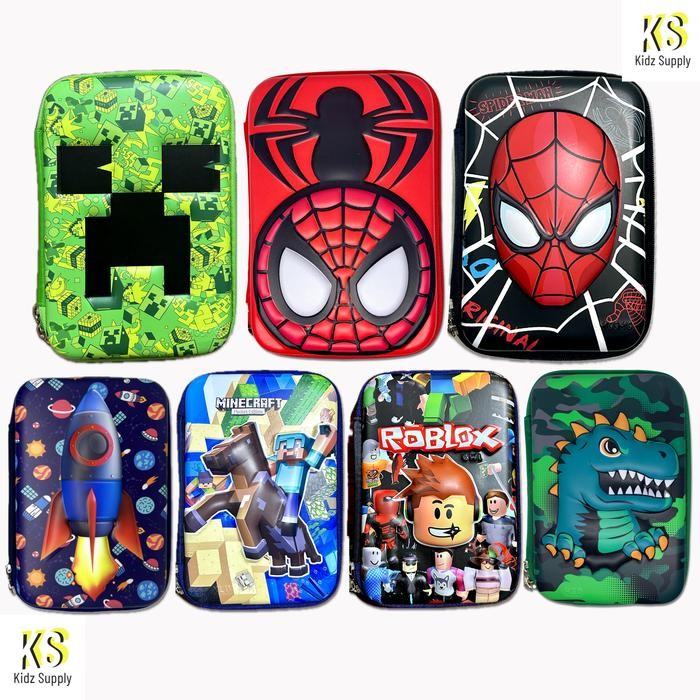 

(Imk) - Tempat Kotak Pensil Hardcase Smiggle Anak Laki Karakter Timbul 3D