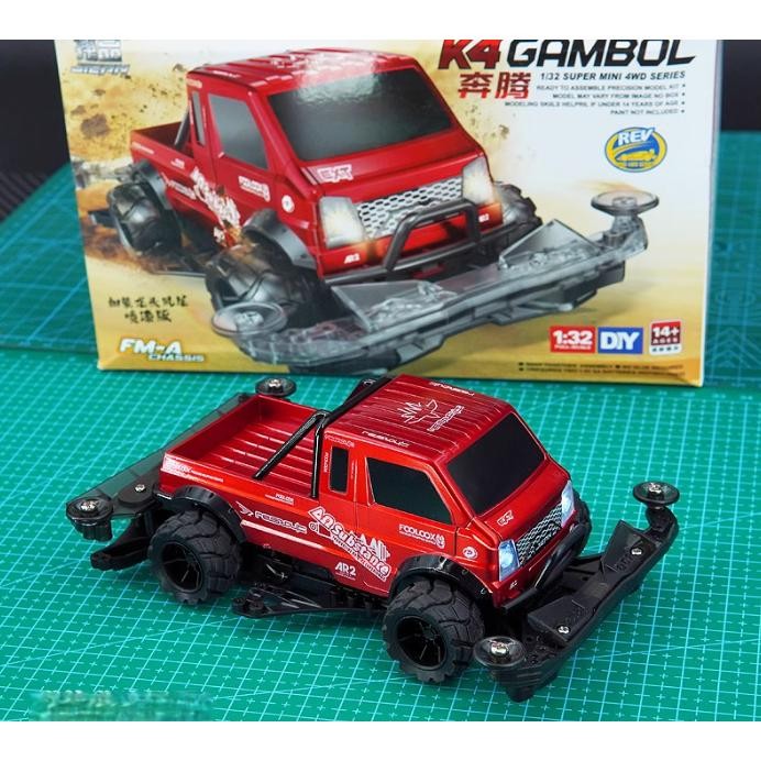 Mobil Mainan Rep. Tamiya Mini 4wd Merk Jiepin K4 Gambol Red Painting Body FMA Chassis