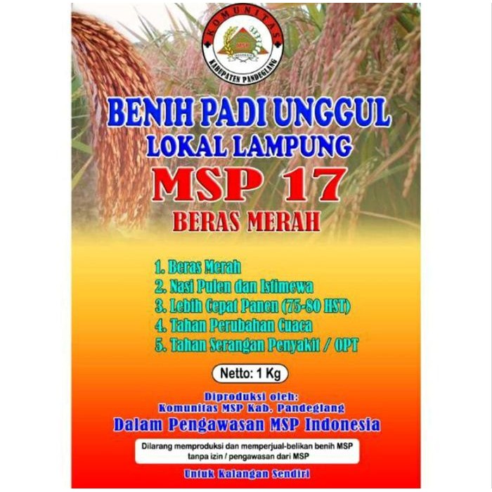 Bisa Gosend Bibit Padi Beras Merah Unggul Msp 17 Murah