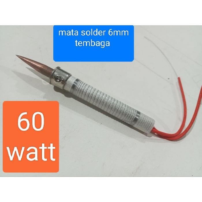 (Allthebest) Elemen solder 60 watt + mata solder 6 mm tembaga.