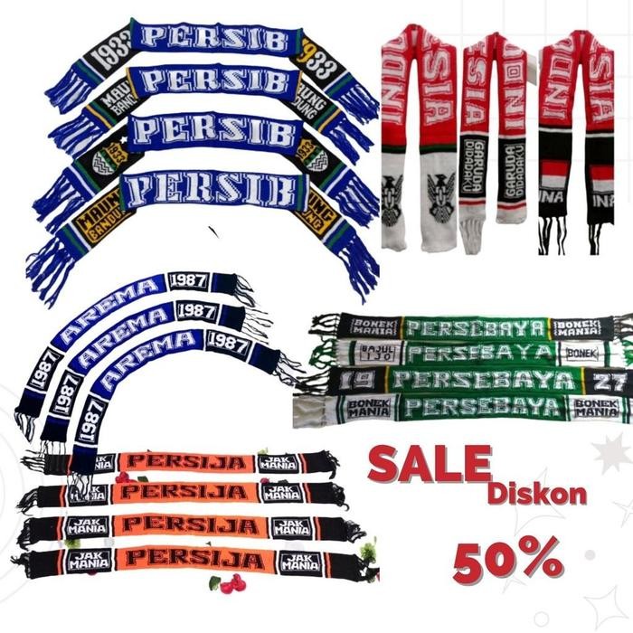Selendang Persija Persib Persibaya Arema Indonesia Selendang Rajut Syal selendang gringsing *