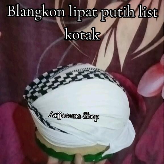 DISKON BLANGKON LIPAT ALUSAN SUNAN KALIJAGA PUTIH POLOS READY STOCK
