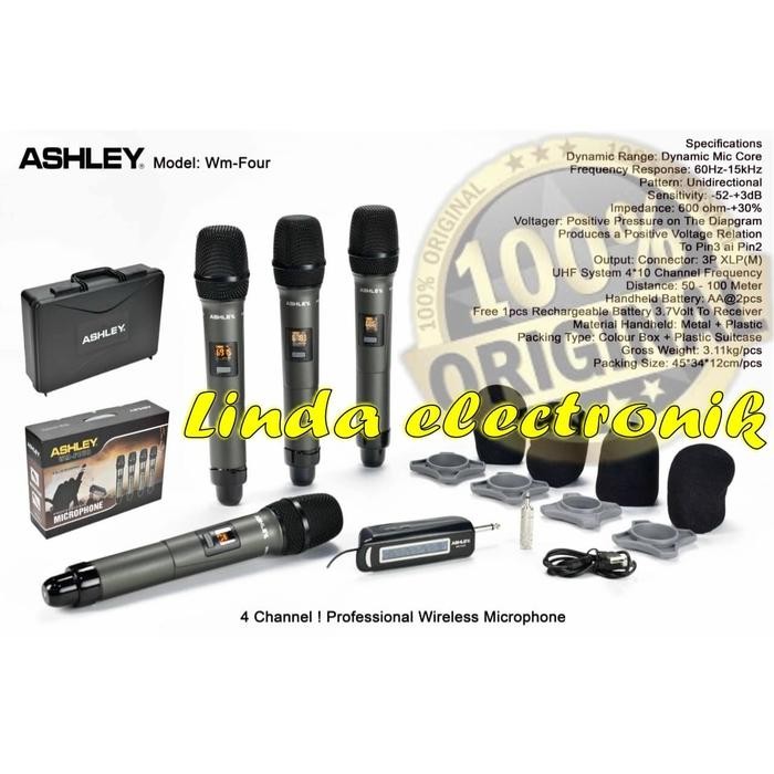 Microphone Wireless Ashley WM Four Original 4 Microphone ASHLEY WMFOUR