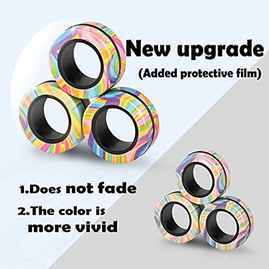 Magnetic Rings Fidget Toy Set Adult Fidget Magnets Spinner Rings Fidget Pack Great Gift For Adults