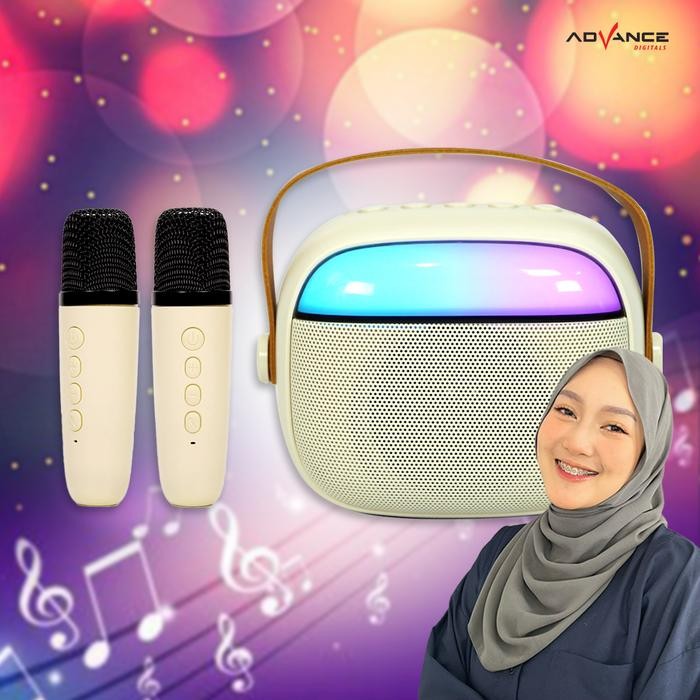 [Indytiaras_] Advance Speaker Bluetooth V6 Karaoke 2 Mic Set Salon Bluetooth bt Speaker karoke