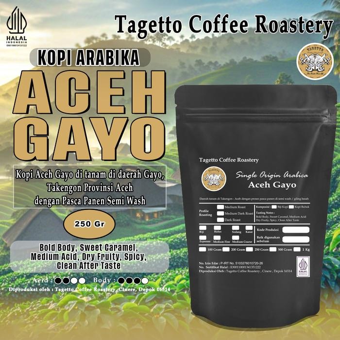 

Otten Coffee - Biji Kopi Arabika Aceh Gayo 250Gr Specialty Arabica Bean Ground Bubuk 250 Gram