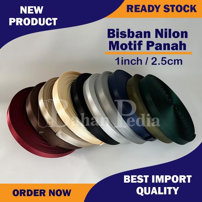 

[ROLL 44MTR] TALI WEBBING BISBAN NILON NYLON MOTIF PANAH IMPORT 2.5CM KODE 972