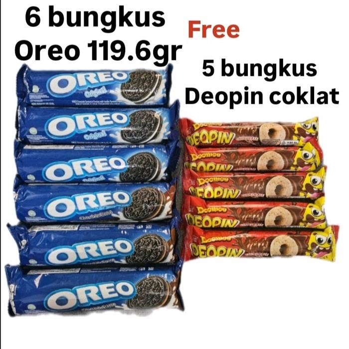 

Oreo Coklat & Vanilla 119,6Gr6Bungkus Free Deopin Coklat 5 Pcs Exp Desember 2025