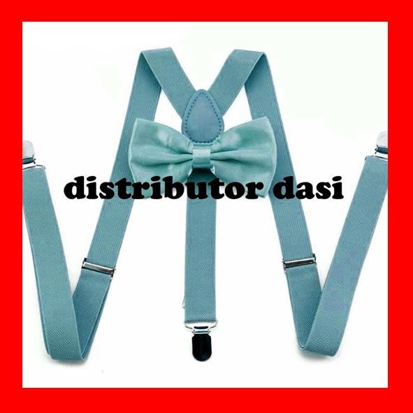suspender bretel capit 3 set dasi kupu kupu biru muda dusty blue