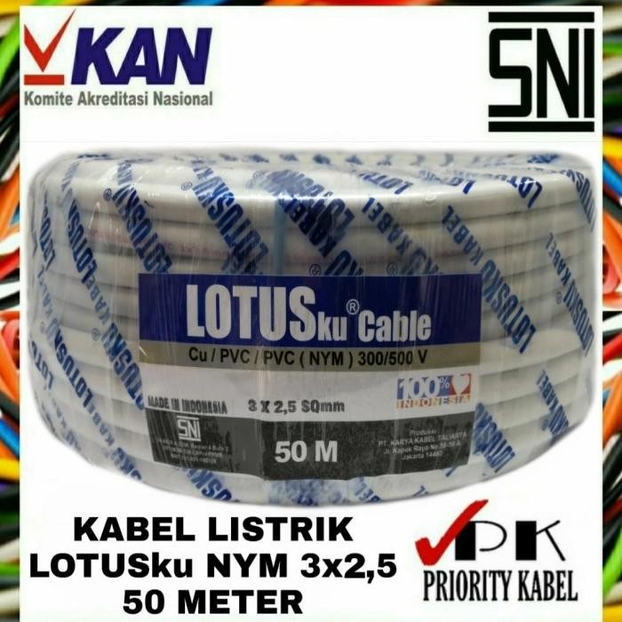 Kabel Listrik Kawat Lotusku Nym 3X2,5 3X2.5 50 Meter (50M)