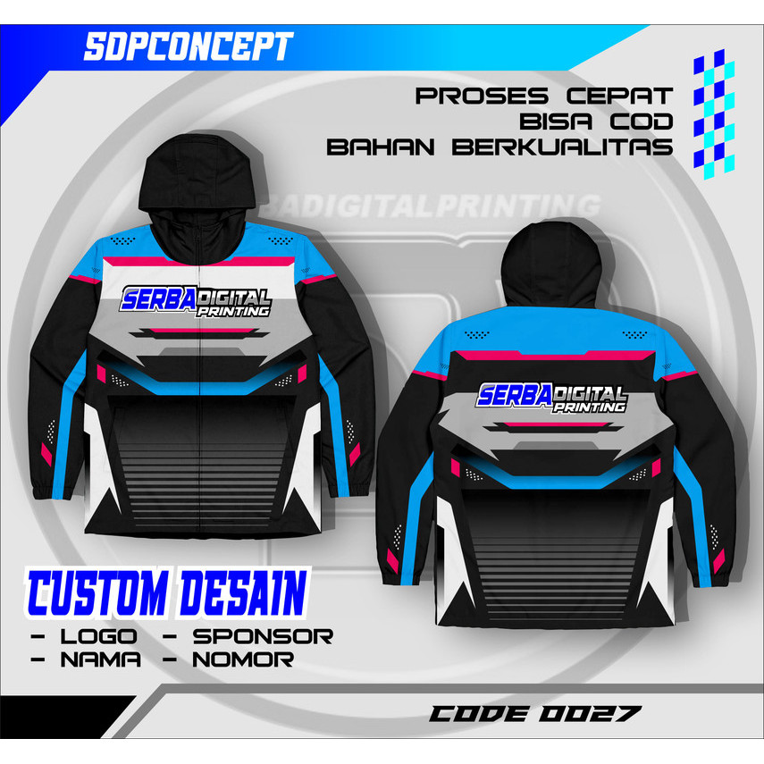 Jersey jaket  Custom Desain Sendiri - Jersey Racing, Sepak Bola, Mancing, Gowes, Komunitas - Bahan D
