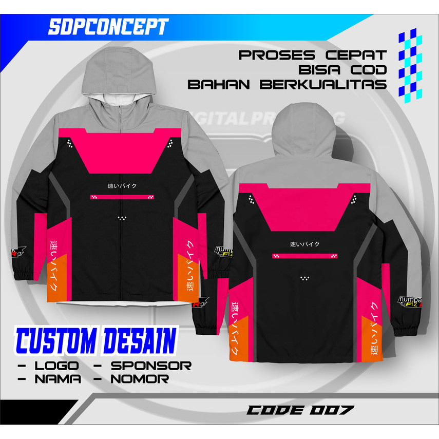 Jersey jaket  Custom Desain Sendiri - Jersey Racing, Sepak Bola, Mancing, Gowes, Komunitas - Bahan D