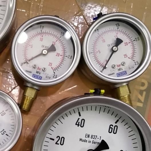 Pressure Gauge Wika 2.5Mpa/25 Bar Size 2.5 Inch Drat1/4 Ss Kuningan