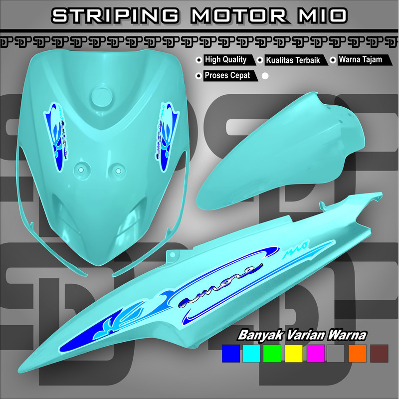 Striping Mio Soul Smile Sporty List Ori Api | Hitam Merah Biru Kuning | Decal Premium