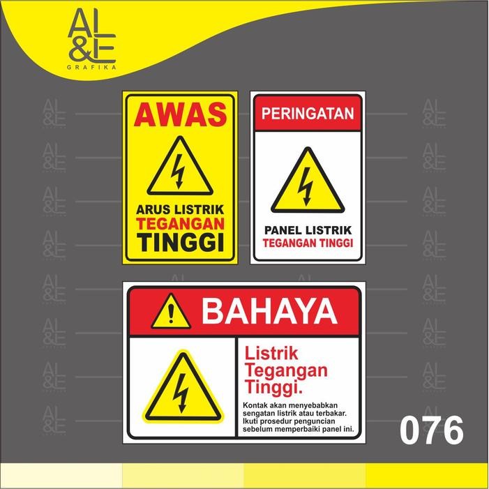 

076 - STIKER PERINGATAN AWAS LISTRIK TEGANGAN TINGGI - STIKER VINYL