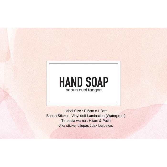 

Label Sticker Waterproof Hand Soap 5cm x 3cm