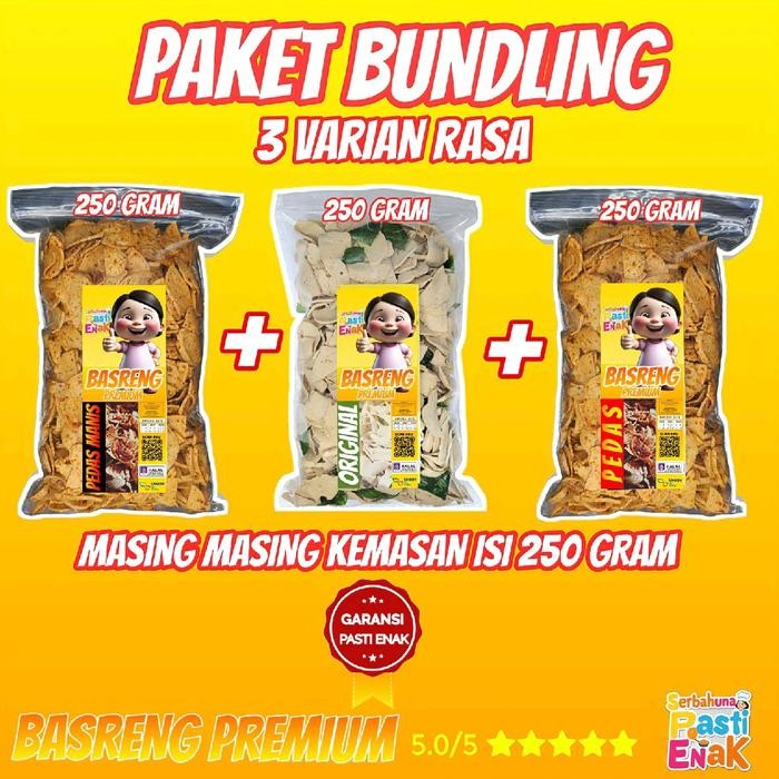 

Paket Bundling Basreng Premium 3 Rasa Kemasan 250gr - Snacks & Food Cemilan Goreng