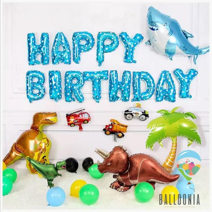 

Terlaris SET Foil Balloon Happy Birthday Dino Shark Dekorasi Balon Ulang Tahun SALE