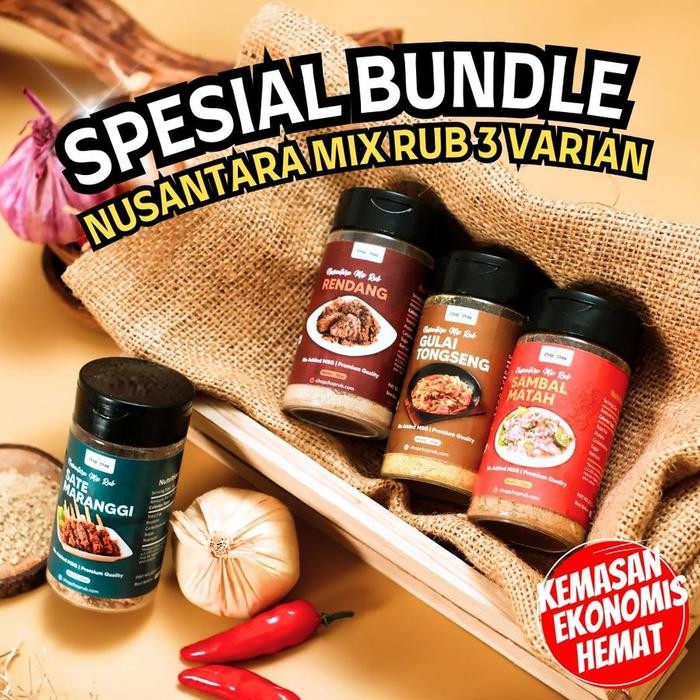 

Chop Spesial Bundle Nusantara Mix Rub 4 Varian Kemasan 55 Gram bumbu marinasi rendah kalori