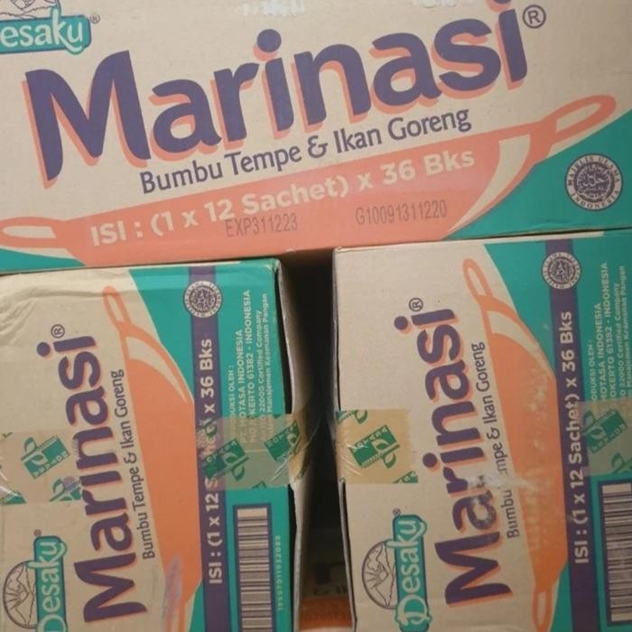 

Desaku Bumbu Marinasi Tempe Ikan Goreng 1 dus isi 36 bks per 1 renceng 15 gr x 12 sachet dos karton